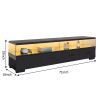 4-Drawer TV Stand for TV's up to 80" Flat Screen Cabinet Door Living Room Storage Entertainment Center, Black