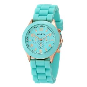 Simple Silicone Casual Quartz Watch Women Crystal Silicone Watches Wrist Watch (Color: Green)