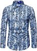 Snakeskin Long Sleeve Shirts Men's Casual Print Disco Button Down Shirt