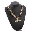 Hip Hop Diamond King Letter Pendant Necklace Cuban Chain Men Rapper Jewelry Accessories