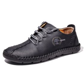 Handmade Leather Casual Men Shoes Design Sneakers Man Comfortable Leather Shoes Men Loafers Hot Sale Moccasins Driving Shoe (Color: Black, Shoe Size: 13)