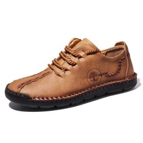 Handmade Leather Casual Men Shoes Design Sneakers Man Comfortable Leather Shoes Men Loafers Hot Sale Moccasins Driving Shoe (Color: Yellow, Shoe Size: 11)