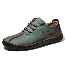 Handmade Leather Casual Men Shoes Design Sneakers Man Comfortable Leather Shoes Men Loafers Hot Sale Moccasins Driving Shoe (Color: cyan, Shoe Size: 10.5)