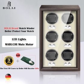 Luxury Wood Watch Winder High-End 2 4 6 Slot Automatic Watches Box with Mabuchi Motor Watch Shaker Cabinet Clock Storage Box (Color: BL-60s plus-1)