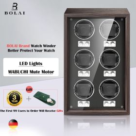 Luxury Wood Watch Winder High-End 2 4 6 Slot Automatic Watches Box with Mabuchi Motor Watch Shaker Cabinet Clock Storage Box (Color: BL-60s plus-2)