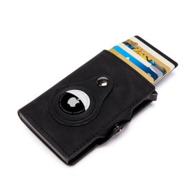 Airtag Men's Wallet New Metal Aluminum Box Case Rfid Anti-theft Swipe Credit Card Holder Genuine Leather Short Zipper Coin Purse (Color: YM067-Black)