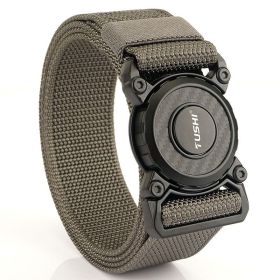 New quick release button tactical nylon belt; working clothes; outdoor training belt; casual men's belt; wholesale by manufacturers (Length (CM): 125cm, Colour: Seam -- dark gray)