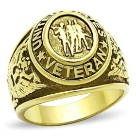 TK414704G - IP Gold(Ion Plating) Stainless Steel Ring with Epoxy in Jet (size: 11)