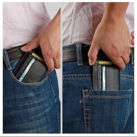 No Show Wallet With RFID Safe (Color: brown)