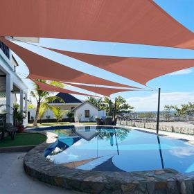 Artpuch Custom Size Rust Red Sun Shade Sail Triangle Canopy 185 GSM Durable Fabric UV Block Awning for Outdoor Patio Garden Backyard (Customized Avail (Color: Rust Red, size: 08x16x17.9)