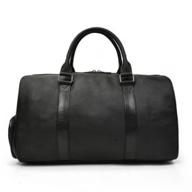The Endre Weekender | Vintage Leather Duffle Bag (Color: Black)
