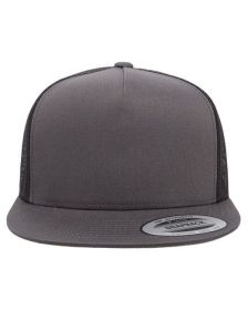 Yupoong 6006 Adult 5-Panel Classic Trucker Cap (Color: CHARCOAL/ BLACK, size: OS)