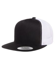 Yupoong 6006 Adult 5-Panel Classic Trucker Cap (Color: BLACK/ WHITE, size: OS)