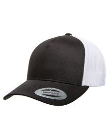 Yupoong 6506 Adult 5-Panel Retro Trucker Cap (Color: BLACK/ WHITE, size: OS)