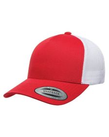 Yupoong 6506 Adult 5-Panel Retro Trucker Cap (Color: RED/ WHITE, size: OS)