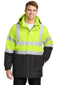 Port Authority ANSI 107 Class 3 Safety Heavyweight Parka J799S (Color: Safety Yellow/ Black/ Reflective, size: L)