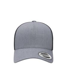 Yupoong 6506 Adult 5-Panel Retro Trucker Cap (Color: HEATHER/ BLACK, size: OS)