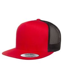 Yupoong 6006 Adult 5-Panel Classic Trucker Cap (Color: RED/ BLACK, size: OS)