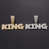 Hip Hop Diamond King Letter Pendant Necklace Cuban Chain Men Rapper Jewelry Accessories